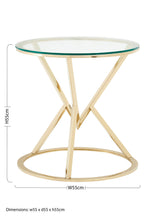 Champagne Gold Stainless Steel Base Round End Table with Tempered Glass Top | Allure