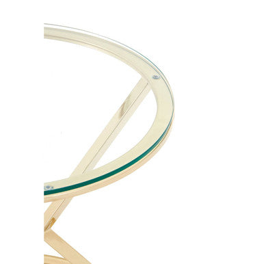 Champagne Gold Stainless Steel Base Round End Table with Tempered Glass Top | Allure