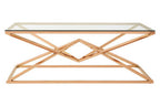 Corseted Rose Gold Triangle Steel Base Coffee Table with Tempered Glass Top | Allure