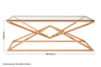 Corseted Rose Gold Triangle Steel Base Coffee Table with Tempered Glass Top | Allure