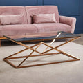 Corseted Rose Gold Triangle Steel Base Coffee Table with Tempered Glass Top | Allure