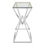 Rectangular Tempered Glass Top Console Table with Silver Stainless Steel Frame | Allure