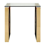Champagne Gold Stainless Steel Cross Legs End Table with Tempered Glass Top | Allure