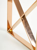 Rose Gold Stainless Steel Cross Legs End Table with Tempered Glass Top | Allure