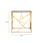 Champagne Gold Geometric Stainless Steel End Table with Tempered Glass Top | Allure
