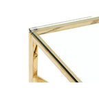 Champagne Gold Geometric Stainless Steel End Table with Tempered Glass Top | Allure