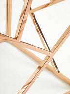 Rose Gold Geometric Stainless Steel End Table with Tempered Glass Top | Allure