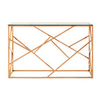 Rose Gold Stainless Steel Geometric Console Table with Tempered Glass Top | Allure