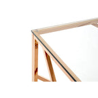 Rose Gold Stainless Steel Geometric Console Table with Tempered Glass Top | Allure