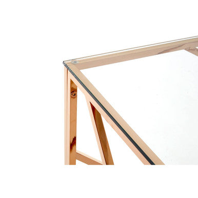 Rose Gold Stainless Steel Geometric Console Table with Tempered Glass Top | Allure