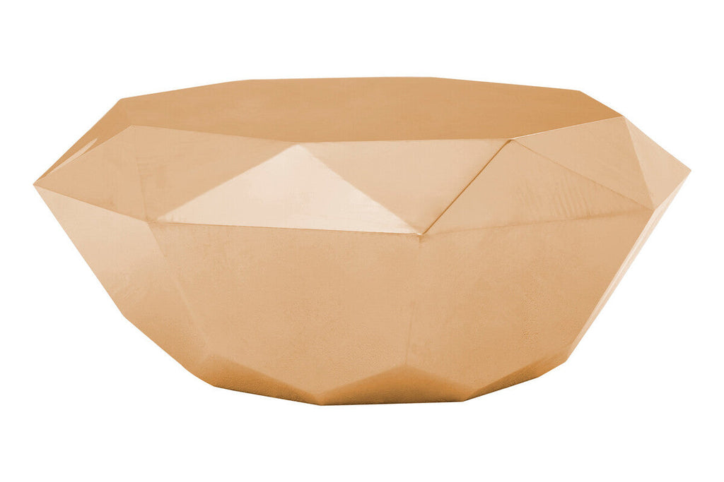 Gold Diamond Cut Stainless Steel Coffee Table with Hexagonal Tabletop | Allure