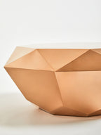 Gold Diamond Cut Stainless Steel Coffee Table with Hexagonal Tabletop | Allure