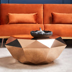 Gold Diamond Cut Stainless Steel Coffee Table with Hexagonal Tabletop | Allure