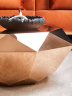 Gold Diamond Cut Stainless Steel Coffee Table with Hexagonal Tabletop | Allure