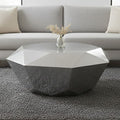 Silver Diamond Cut Stainless Steel Coffee Table with Hexagonal Tabletop | Allure