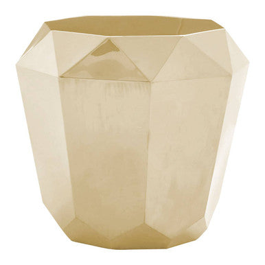 Champagne Gold Diamond Cut Stainless Steel End Table with Hexagonal Tabletop | Allure