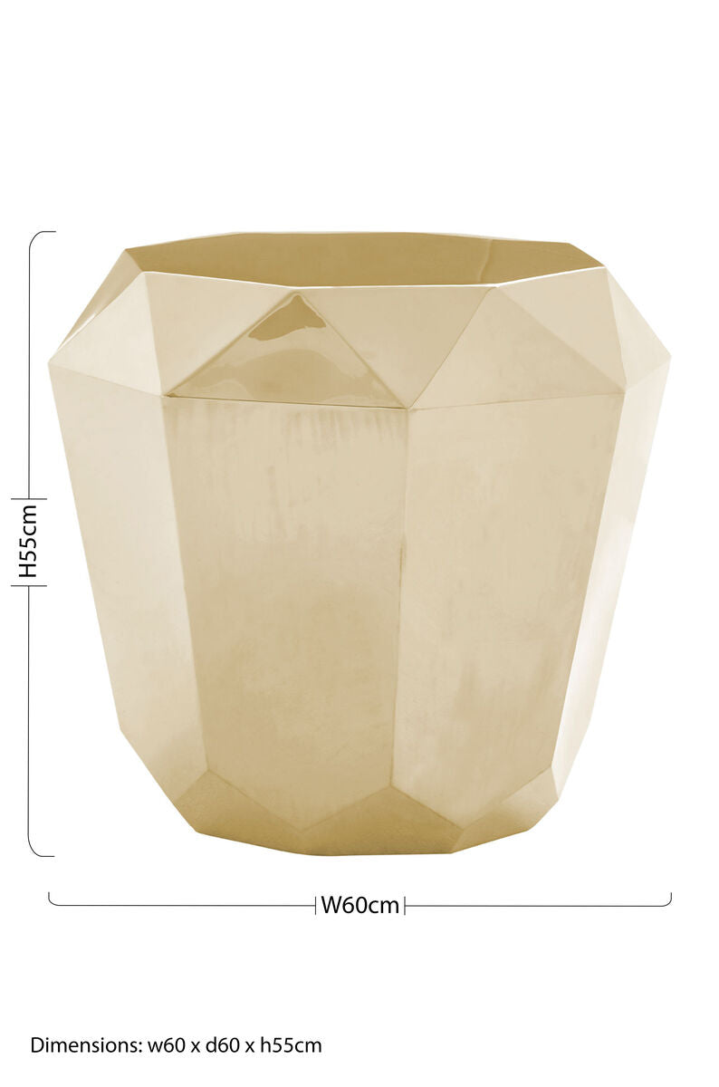 Champagne Gold Diamond Cut Stainless Steel End Table with Hexagonal Tabletop | Allure