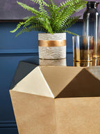 Champagne Gold Diamond Cut Stainless Steel End Table with Hexagonal Tabletop | Allure