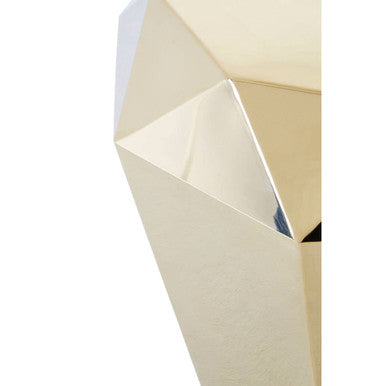 Champagne Gold Diamond Cut Stainless Steel End Table with Hexagonal Tabletop | Allure