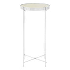 Mirrored Glass Top Tall Side Table with Silver Slim Metal Legs | Allure