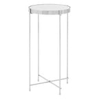 Mirrored Glass Top Tall Side Table with Silver Slim Metal Legs | Allure