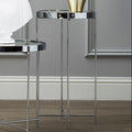 Mirrored Glass Top Tall Side Table with Silver Slim Metal Legs | Allure