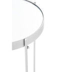 Mirrored Glass Top Tall Side Table with Silver Slim Metal Legs | Allure