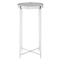Mirrored Glass Top Tall Side Table with Grey Slim Metal Legs | Allure