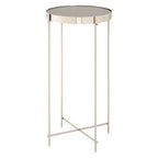 Mirrored Glass Top Tall Side Table with Grey Slim Metal Legs | Allure