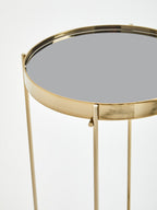 Mirrored Glass Top Tall Side Table with Black Slim Metal Legs, Allure