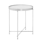 Mirrored Glass Round Top Side Table with Silver Chrome Band and Slim Metal Legs | Allure