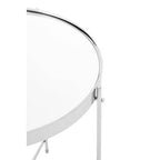 Mirrored Glass Round Top Side Table with Silver Chrome Band and Slim Metal Legs | Allure