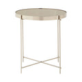 Grey Mirror Side Table with Slim Tubular Metal Legs | Allure