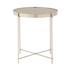 Grey Mirror Side Table with Slim Tubular Metal Legs | Allure