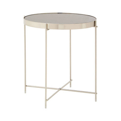 Grey Mirror Side Table with Slim Tubular Metal Legs | Allure
