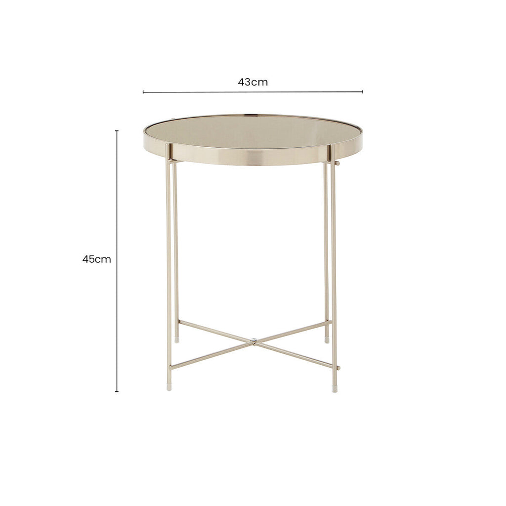 Grey Mirror Side Table with Slim Tubular Metal Legs | Allure