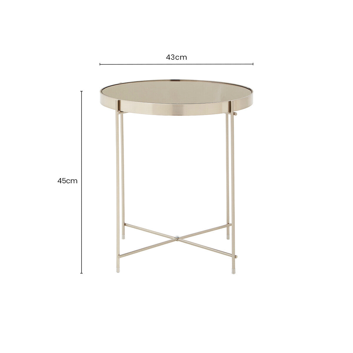 Grey Mirror Side Table with Slim Tubular Metal Legs | Allure