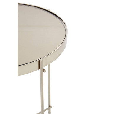 Grey Mirror Side Table with Slim Tubular Metal Legs | Allure