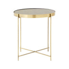 Black Mirror Side Table with Slim Tubular Metal Legs | Allure