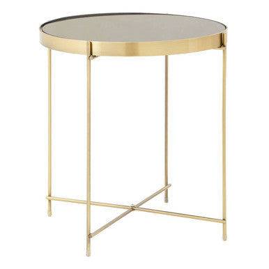 Black Mirror Side Table with Slim Tubular Metal Legs | Allure