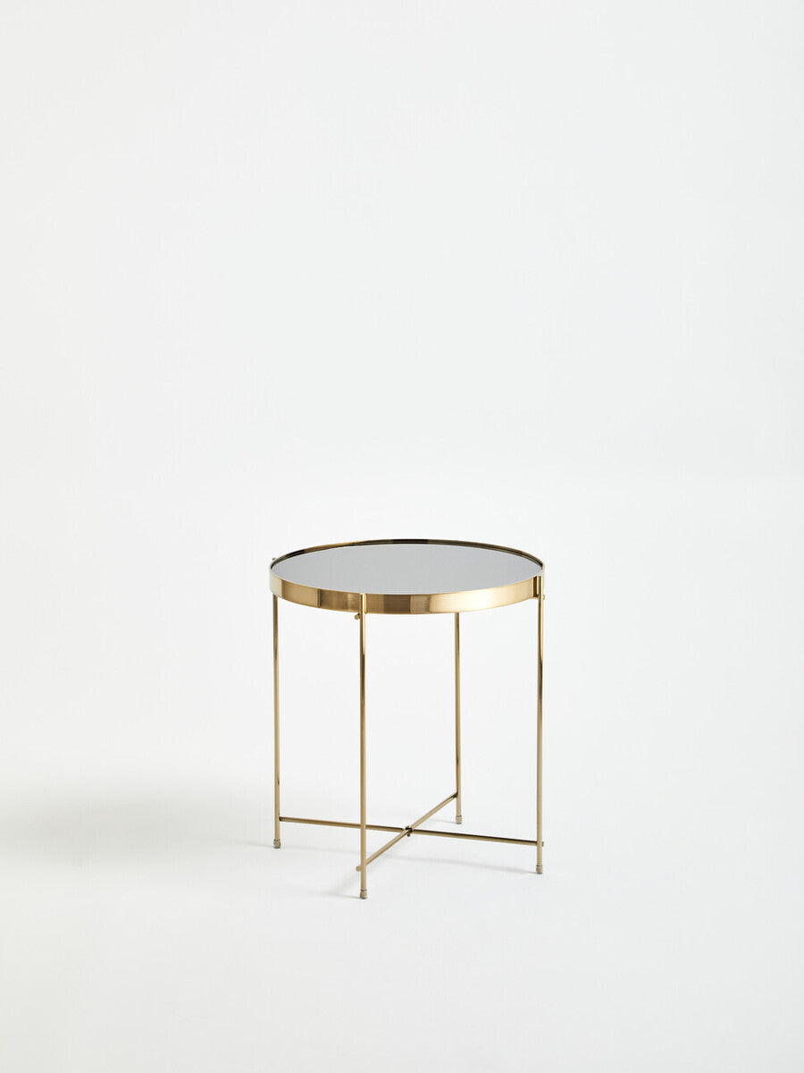 Black Mirror Side Table with Slim Tubular Metal Legs | Allure