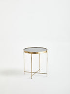 Black Mirror Side Table with Slim Tubular Metal Legs | Allure