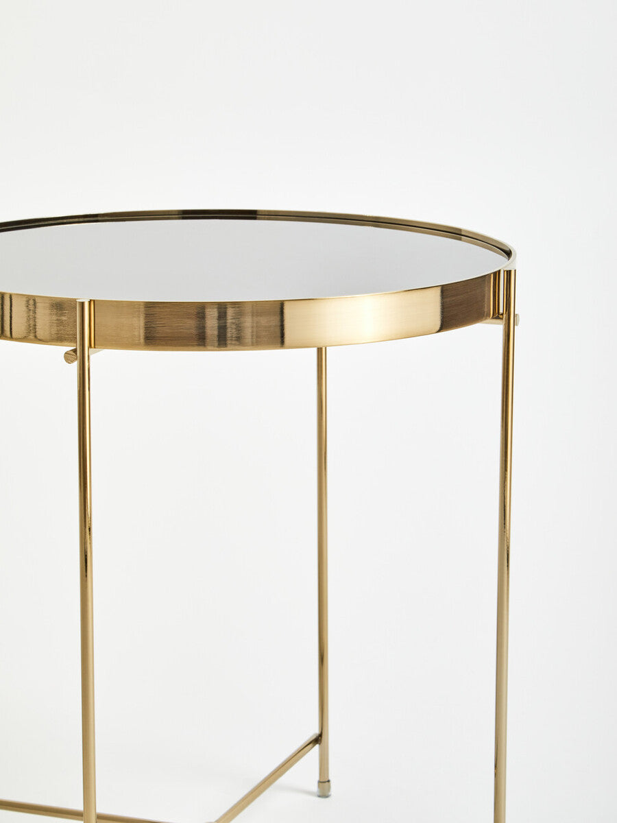 Black Mirror Side Table with Slim Tubular Metal Legs | Allure