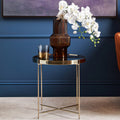 Black Mirror Side Table with Slim Tubular Metal Legs | Allure