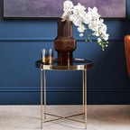 Black Mirror Side Table with Slim Tubular Metal Legs | Allure