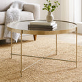 Large Round Grey Mirrored Side Table with Brushed Nickel Lattice Base | Allure