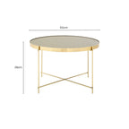 Brushed Bronze Lattice Base Large Side Table with Black Mirror Tabletop | Allure
