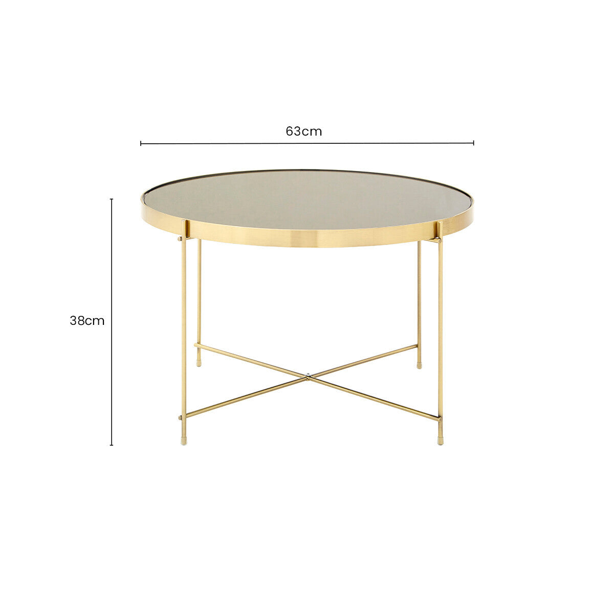 Brushed Bronze Lattice Base Large Side Table with Black Mirror Tabletop | Allure
