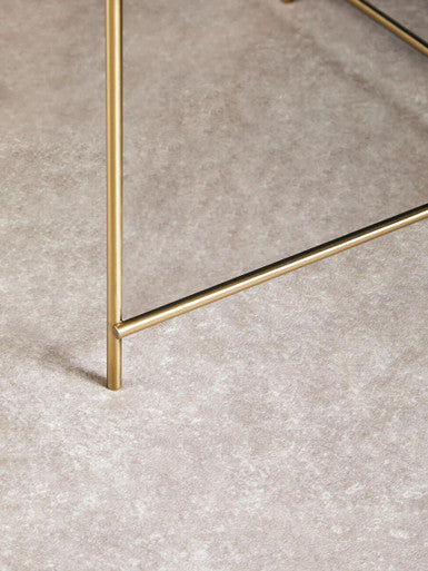 Brushed Bronze Lattice Base Large Side Table with Black Mirror Tabletop | Allure