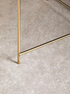 Brushed Bronze Lattice Base Large Side Table with Black Mirror Tabletop | Allure